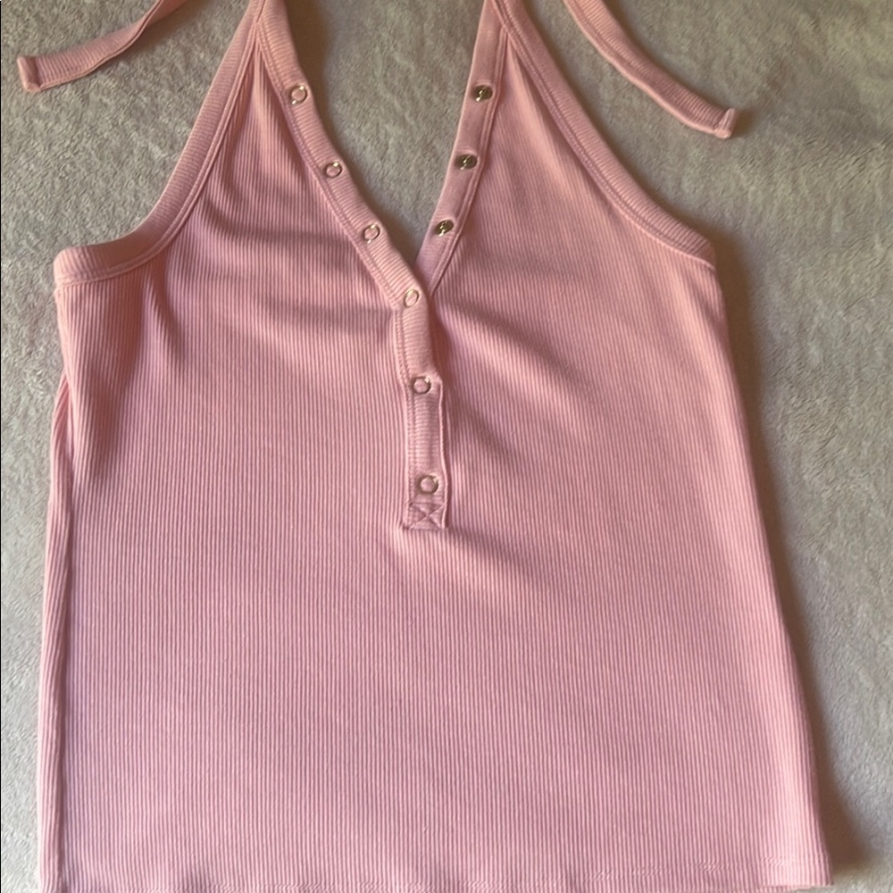 GBG Los Angeles Orange Fitted Buttoned Tank Top